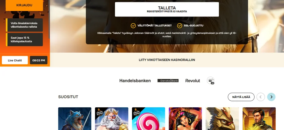 Selaa suosittuja pelejä Jelonalla